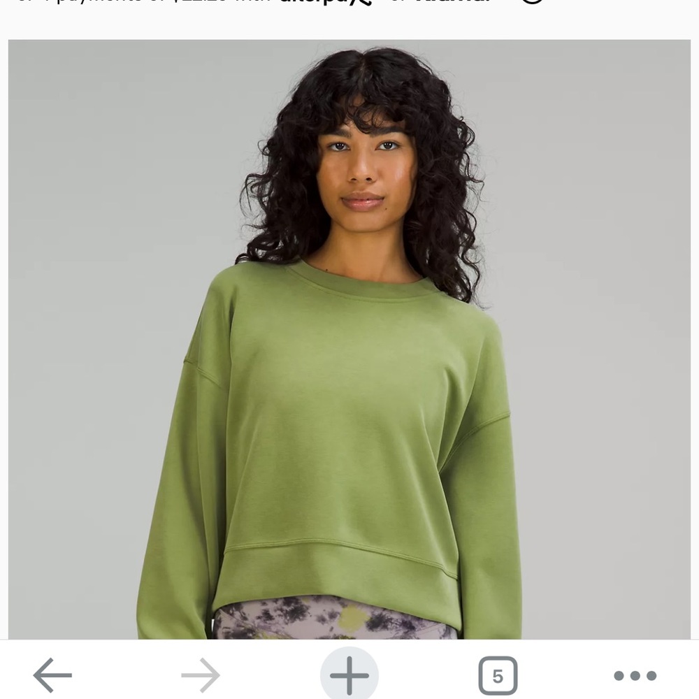 Lululemon Perfectly Oversized Cropped Crew Softstreme (size 2, olive green)
